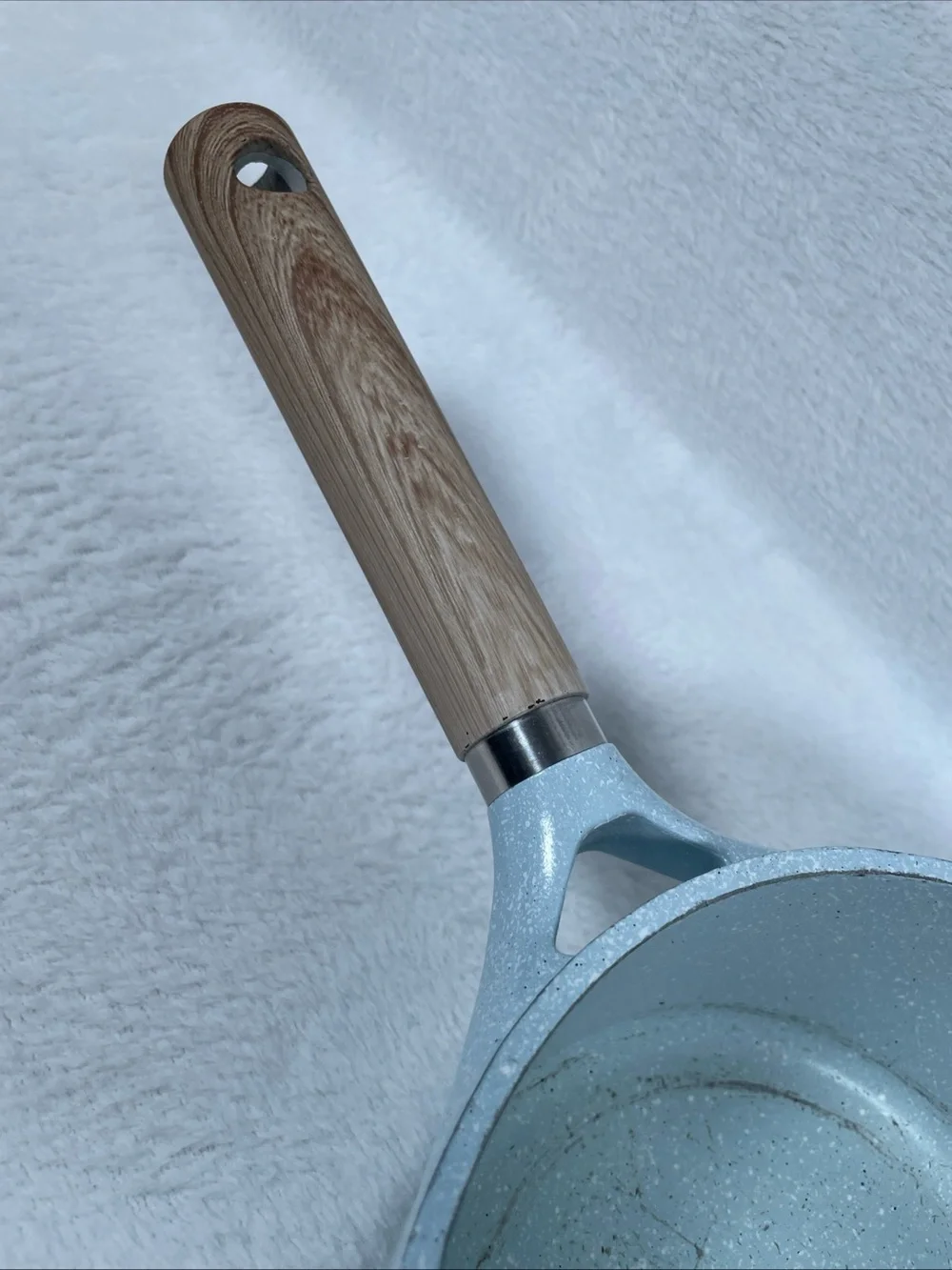MasterClass Light Blue Speckled Ceramic 1.5 qt Nonstick Sauce Pan W/ Glass Lid